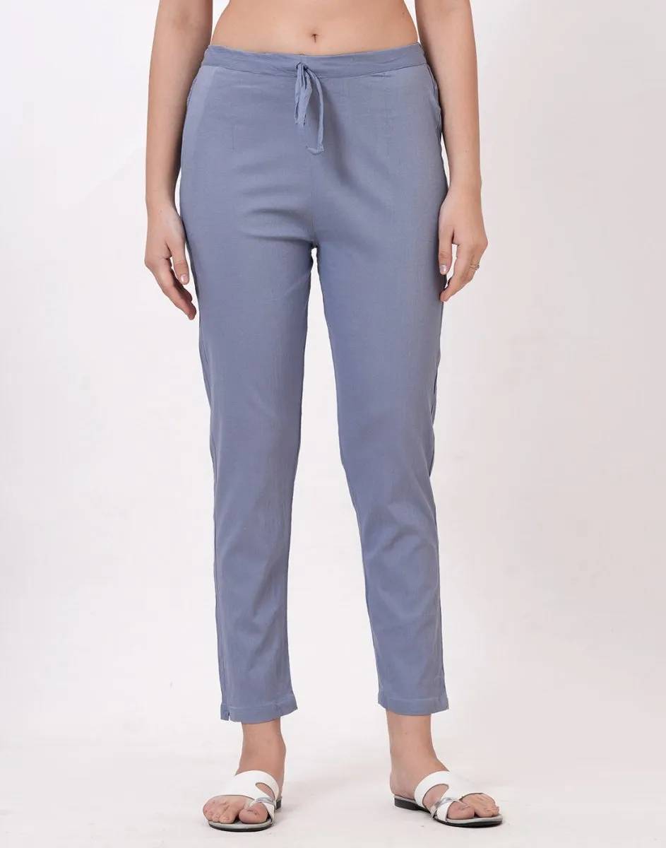 Satrangi Women's Slate Grey Viscose Lycra Trouser