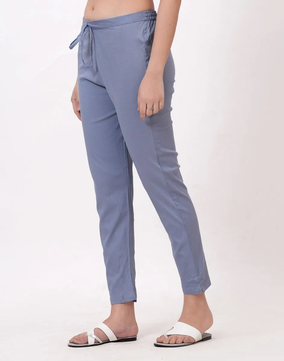 Satrangi Women's Slate Grey Viscose Lycra Trouser
