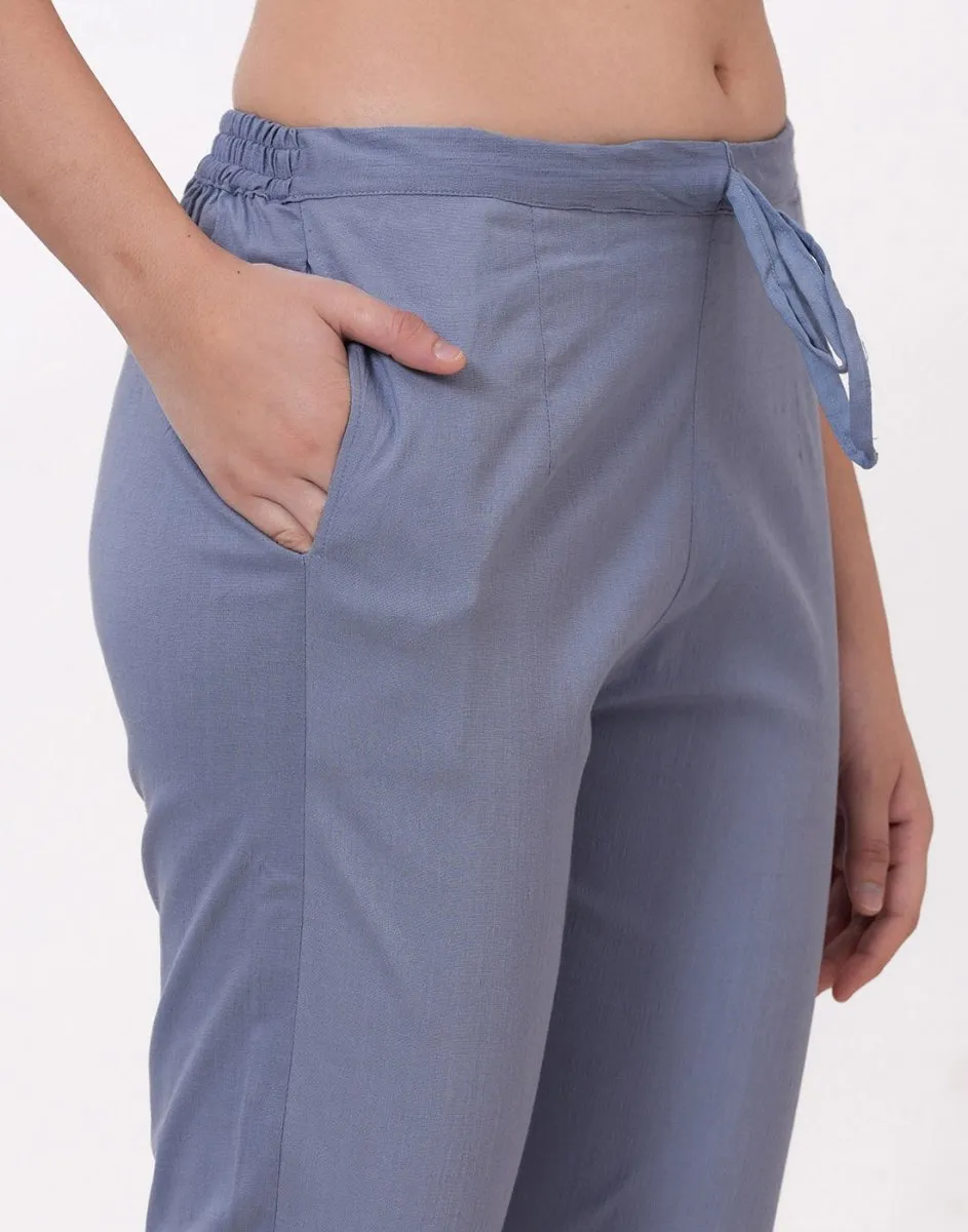 Satrangi Women's Slate Grey Viscose Lycra Trouser