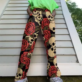 Skull print fashionable street style trousers