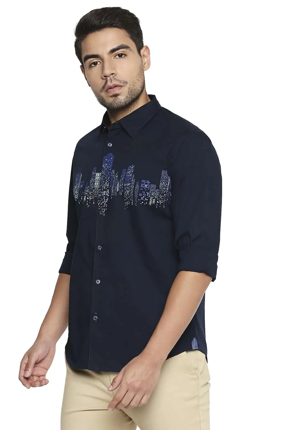 Slim Fit Line Printed Shirt