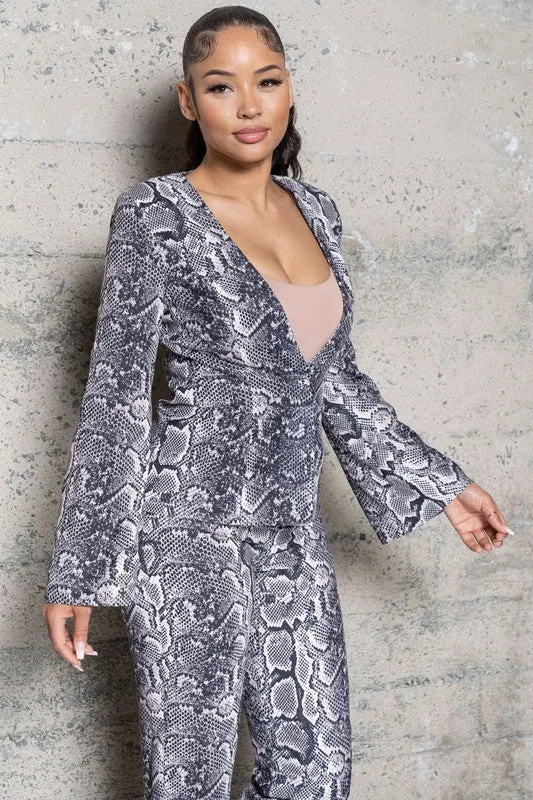 SNAKE PRINT STRETCHY WOVEN STYLISH SET