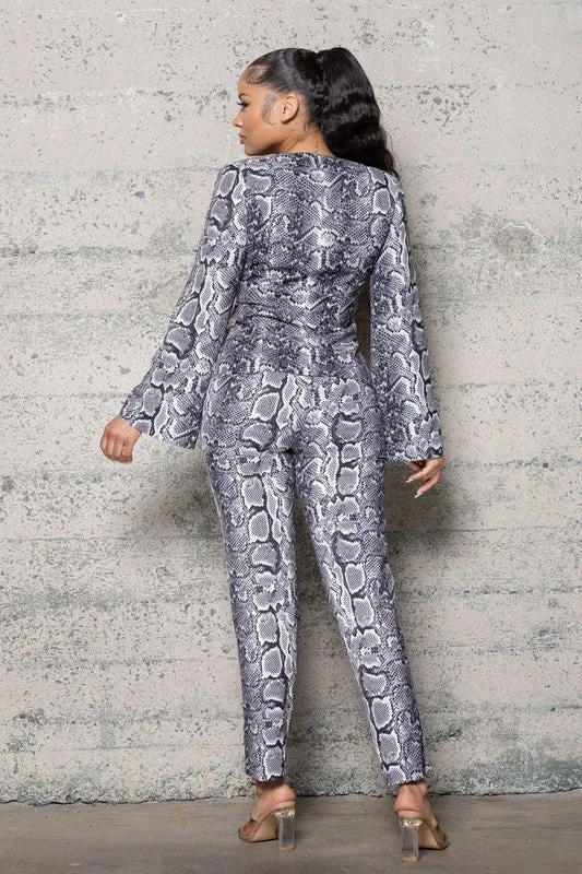 SNAKE PRINT STRETCHY WOVEN STYLISH SET