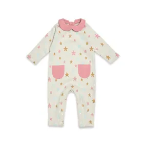 Stars Peter Pan Jacquard Baby Jumpsuit