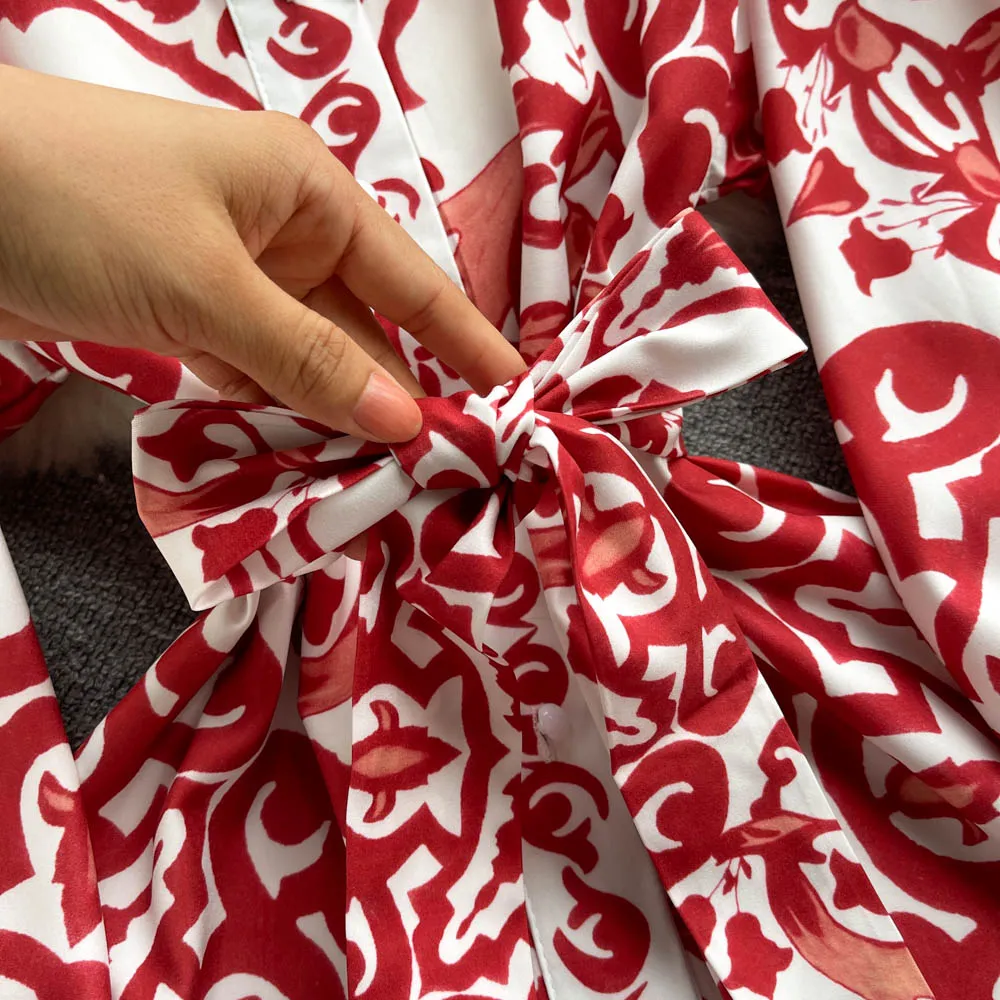 Stylish Printed Pattern Long Sleeve Dress     S225