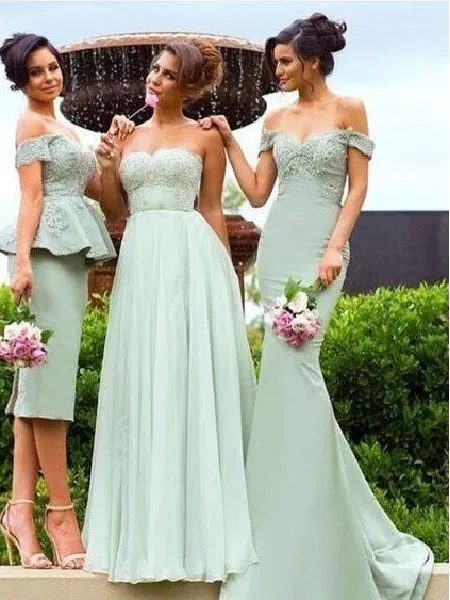 Stylish Sage Green Mismatched Different Style Bridesmaid Dresses