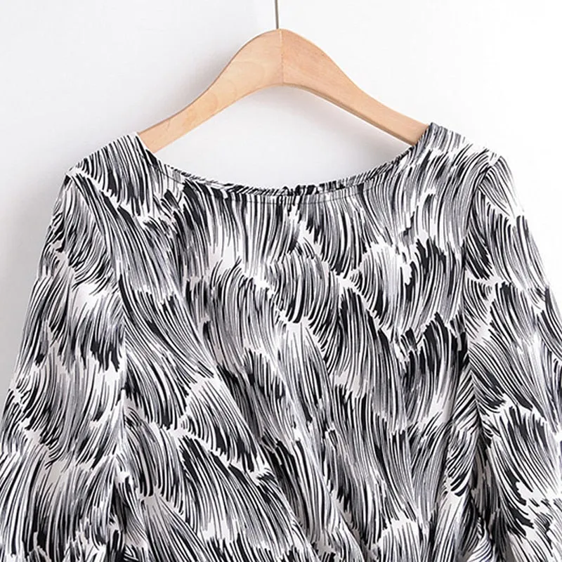Stylish Zebra Print Midi Dress Women O