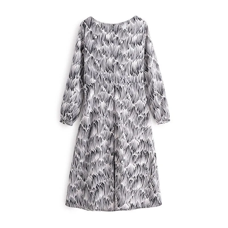 Stylish Zebra Print Midi Dress Women O