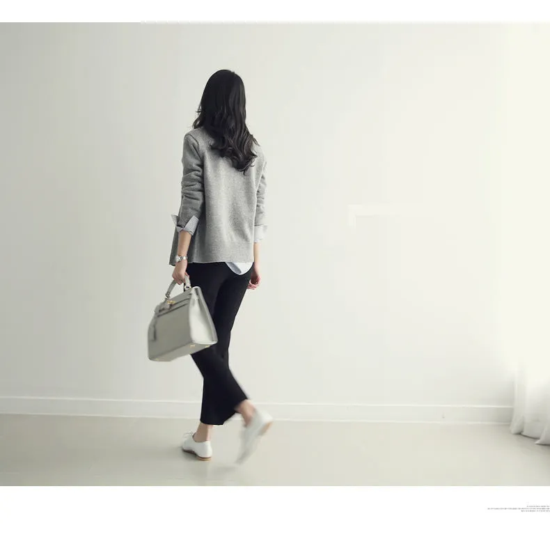Sweater Women Trendy Gray All-Matching Loose Korean Knitted Cardigan Outerwear