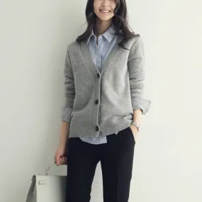 Sweater Women Trendy Gray All-Matching Loose Korean Knitted Cardigan Outerwear