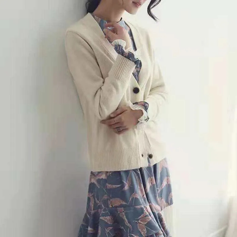 Sweater Women Trendy Gray All-Matching Loose Korean Knitted Cardigan Outerwear