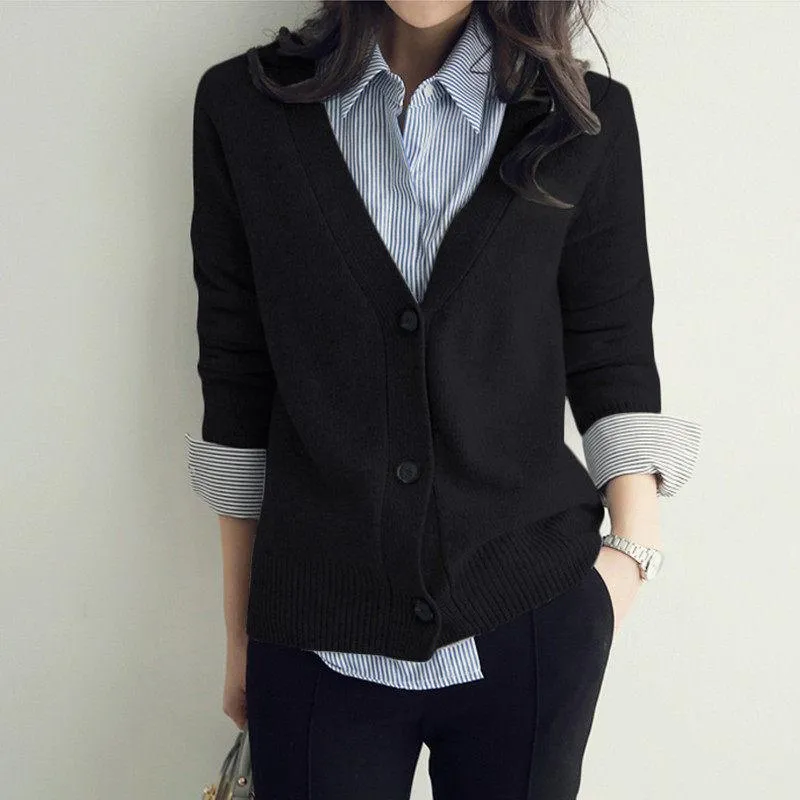 Sweater Women Trendy Gray All-Matching Loose Korean Knitted Cardigan Outerwear