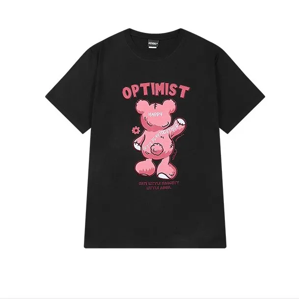Sweet Style Pink Cartoon Bear Print T-Shirt
