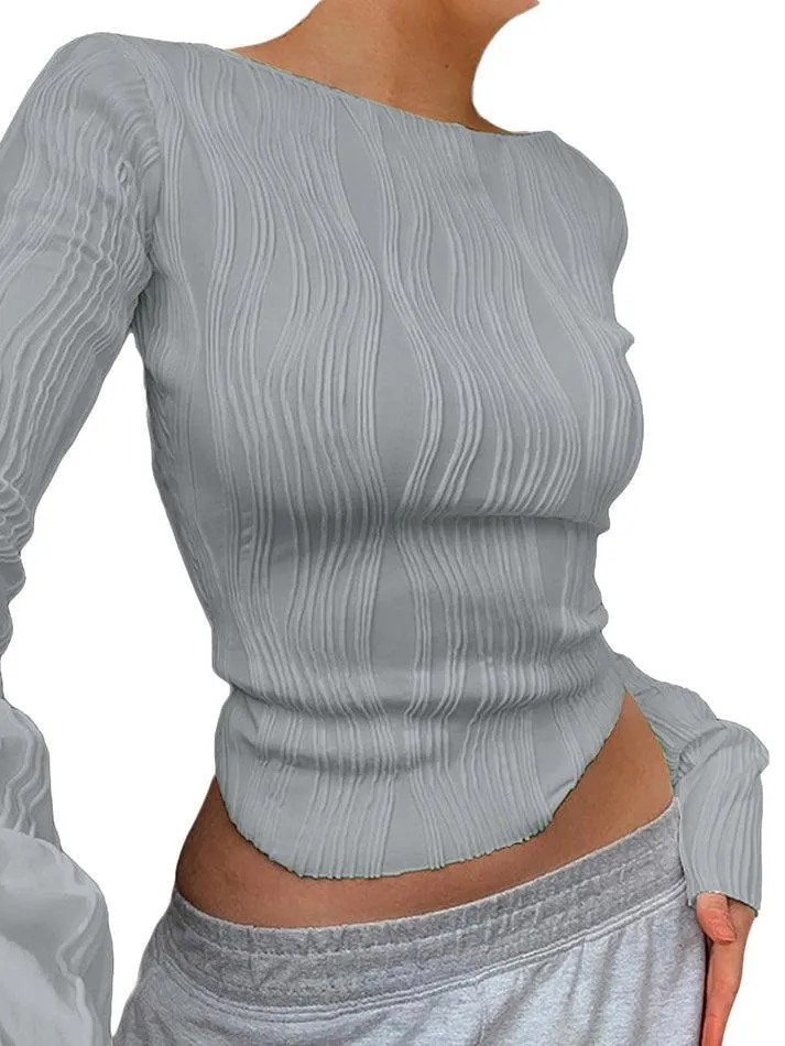 Textured Stripe Long Sleeve Tee
