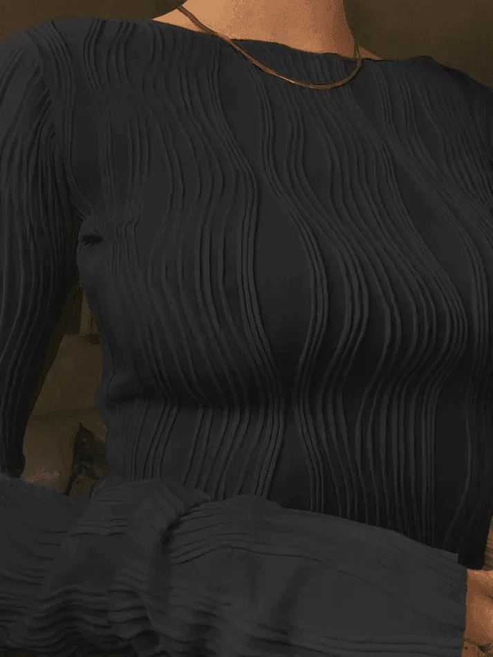 Textured Stripe Long Sleeve Tee