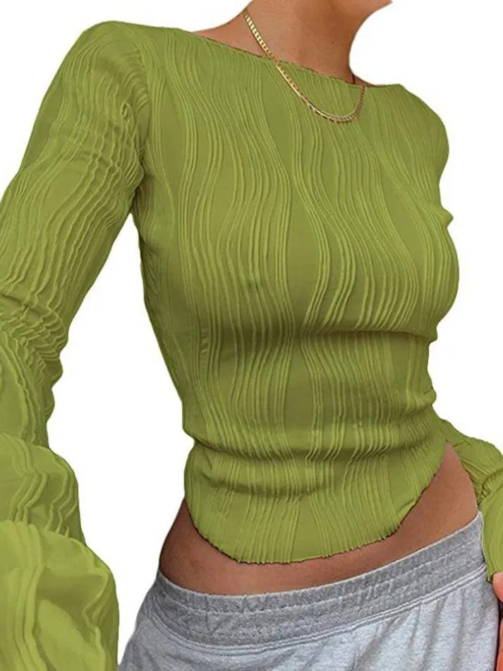 Textured Stripe Long Sleeve Tee