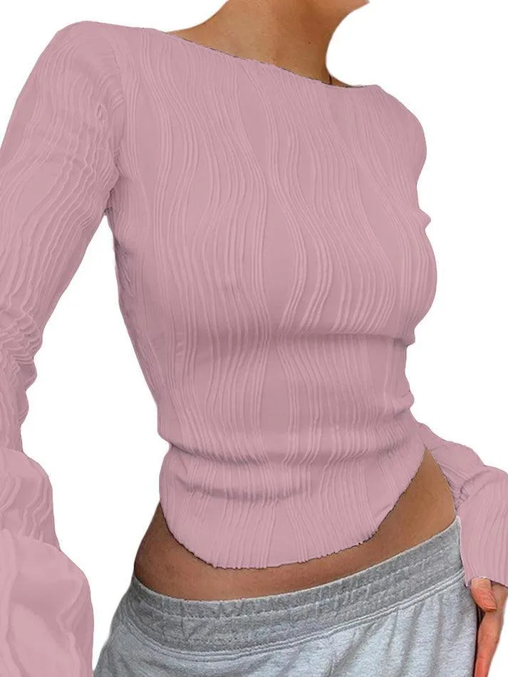 Textured Stripe Long Sleeve Tee