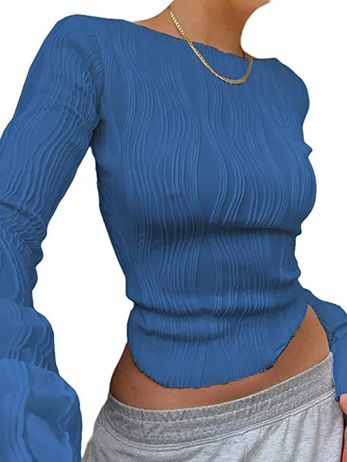 Textured Stripe Long Sleeve Tee