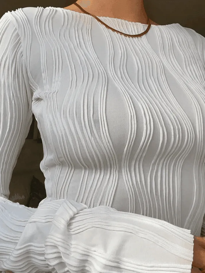 Textured Stripe Long Sleeve Tee
