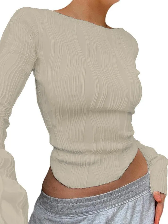 Textured Stripe Long Sleeve Tee