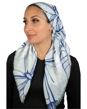 Tie Ur Knot Ocean Blue Butterfly Adjustable Pre-Tied Bandanna with Full Non Slip Grip