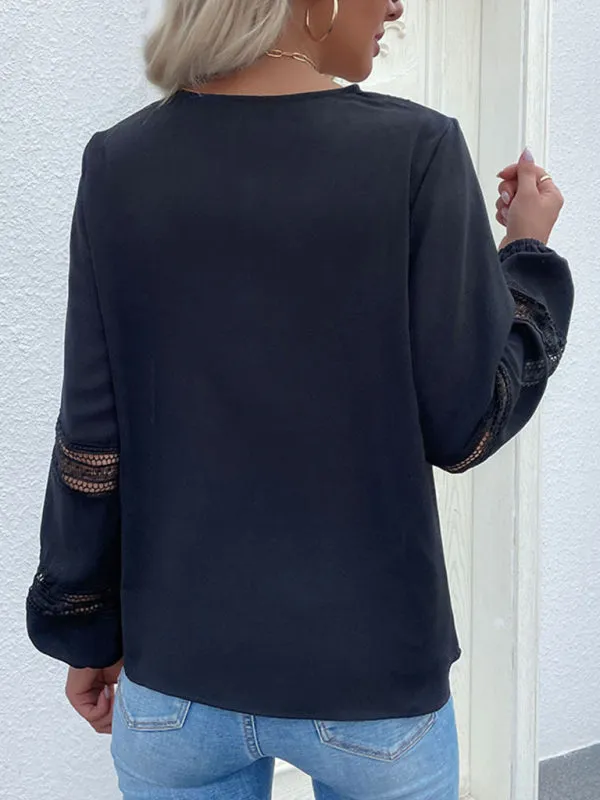Trendy Navy Lace Blouse for Chic Night Outs