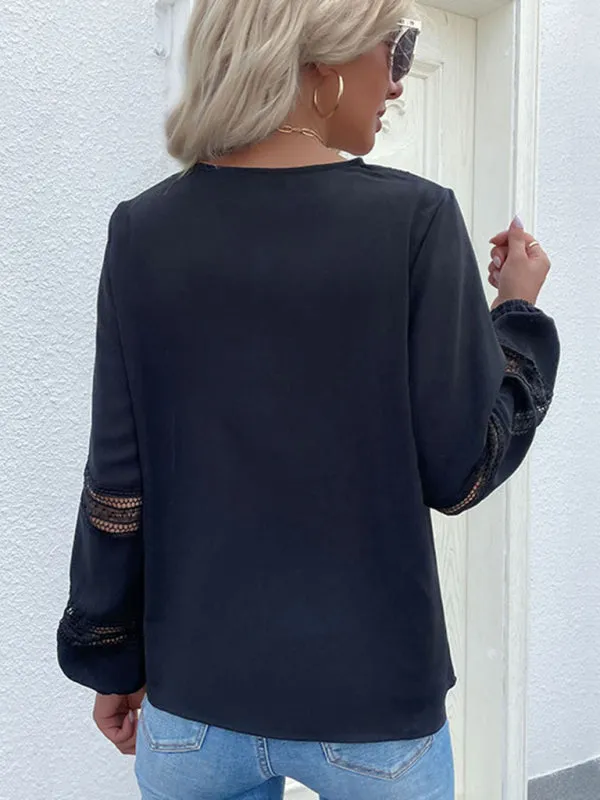Trendy Navy Lace Blouse for Chic Night Outs