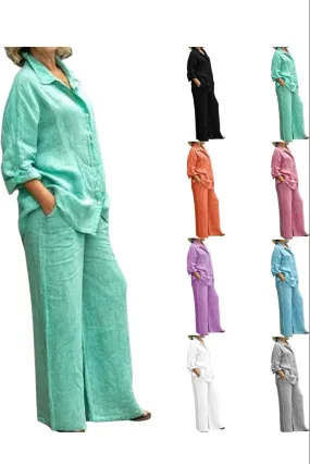 Trendy Plus Size 2 Pcs Ladies Casual Shirt & Pant Set TS41