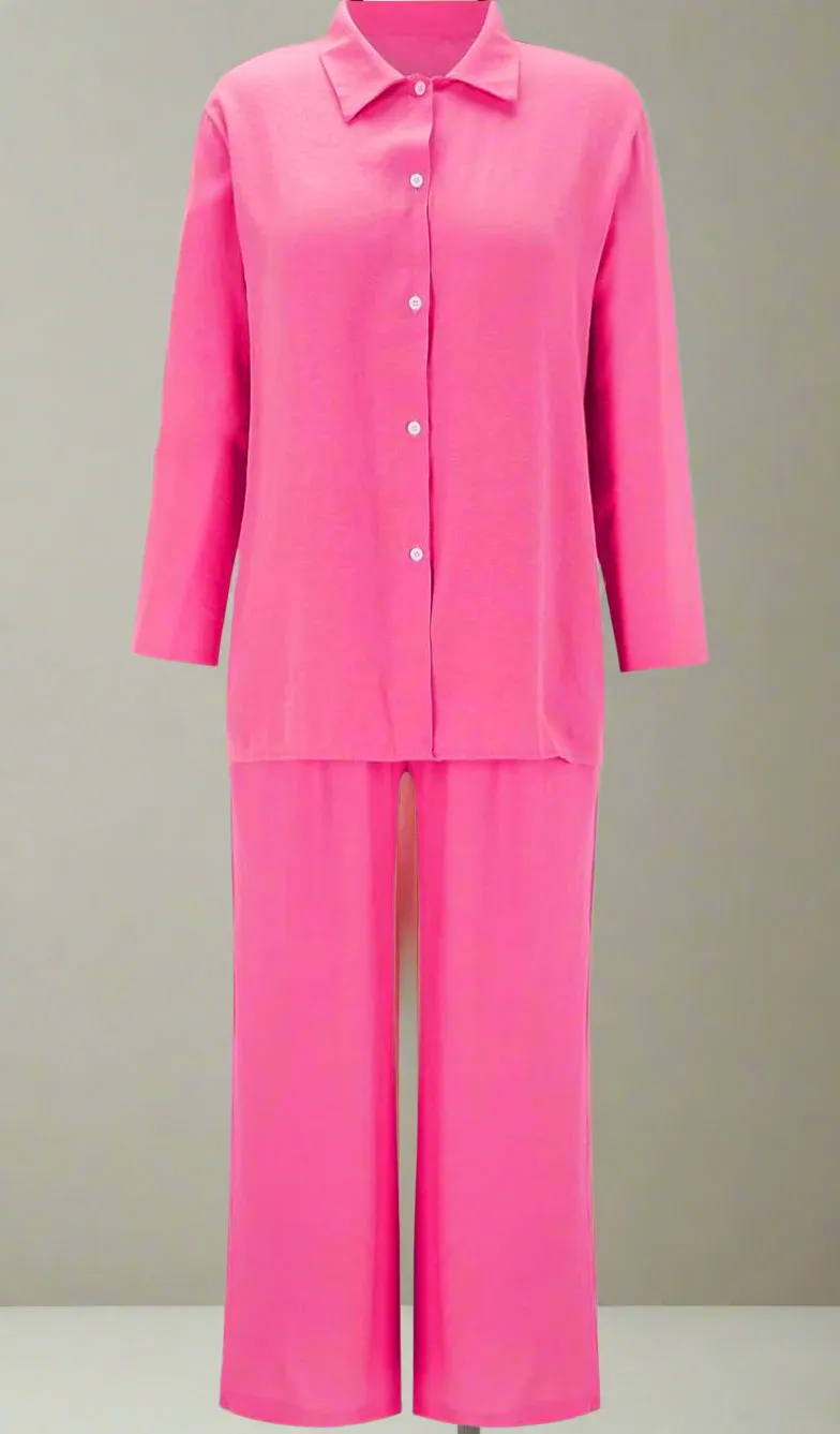 Trendy Plus Size 2 Pcs Ladies Casual Shirt & Pant Set TS41