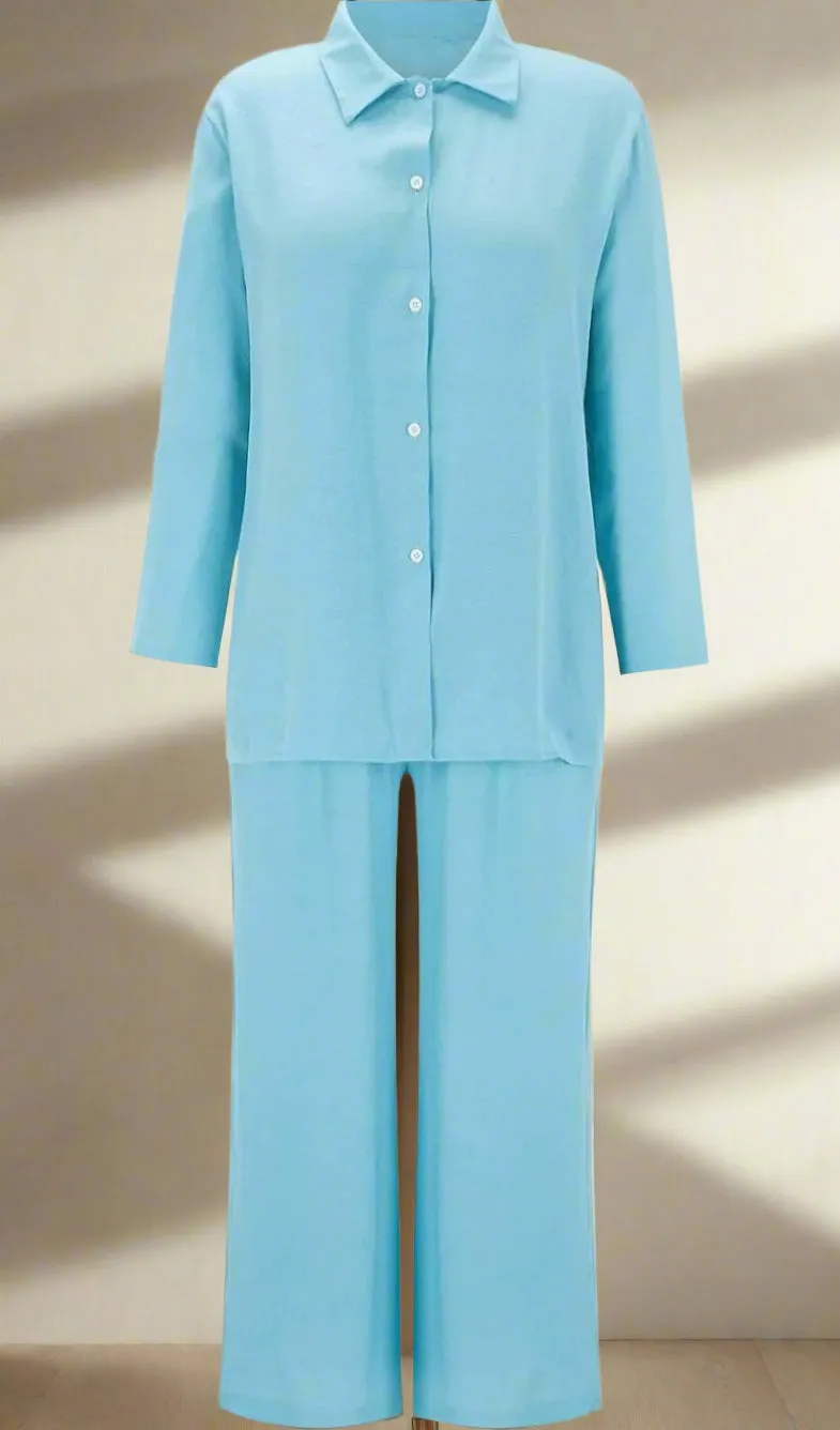 Trendy Plus Size 2 Pcs Ladies Casual Shirt & Pant Set TS41
