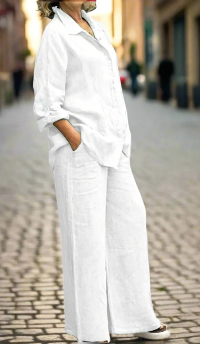 Trendy Plus Size 2 Pcs Ladies Casual Shirt & Pant Set TS41