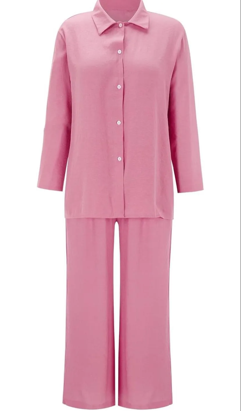 Trendy Plus Size 2 Pcs Ladies Casual Shirt & Pant Set TS41