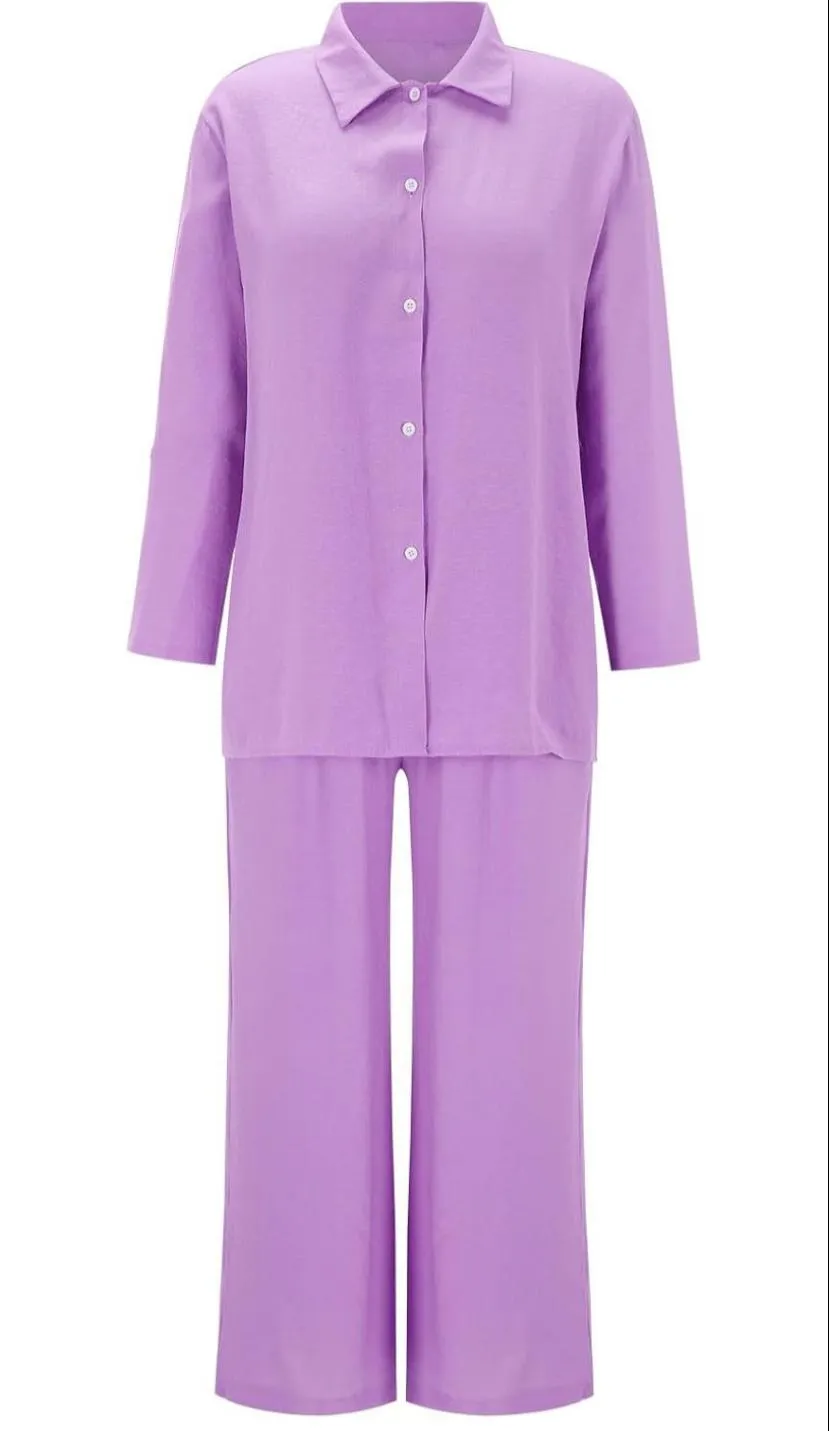 Trendy Plus Size 2 Pcs Ladies Casual Shirt & Pant Set TS41
