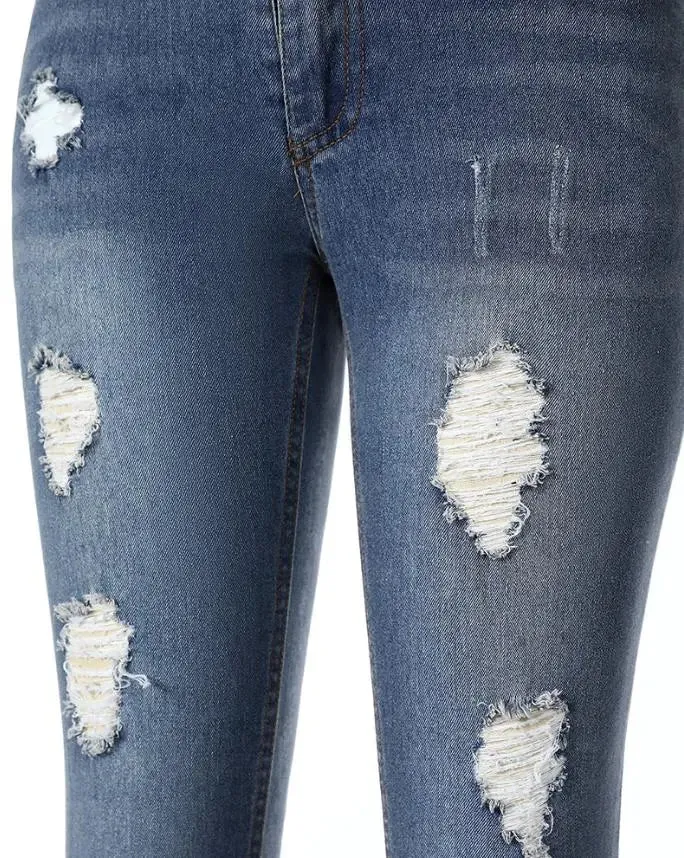 Trendy Slim Fit Hollow Fringe Ladies' Jeans