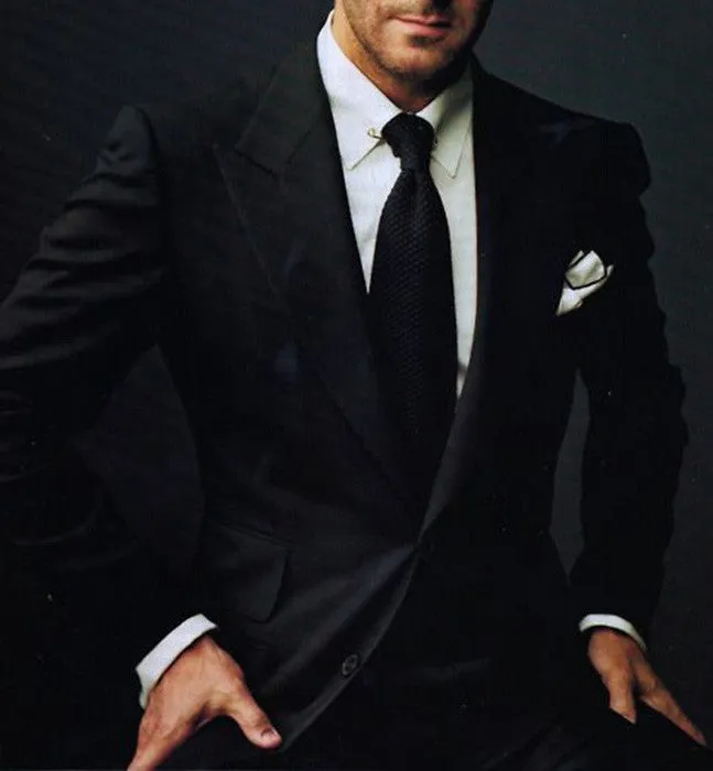White / Midnight Black Stitched Pocket Square - [2017 Spring]