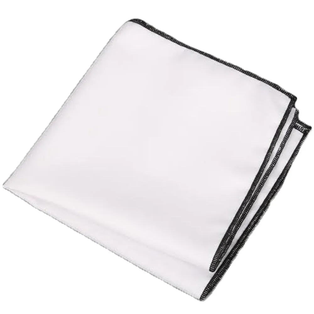 White / Midnight Black Stitched Pocket Square - [2017 Spring]