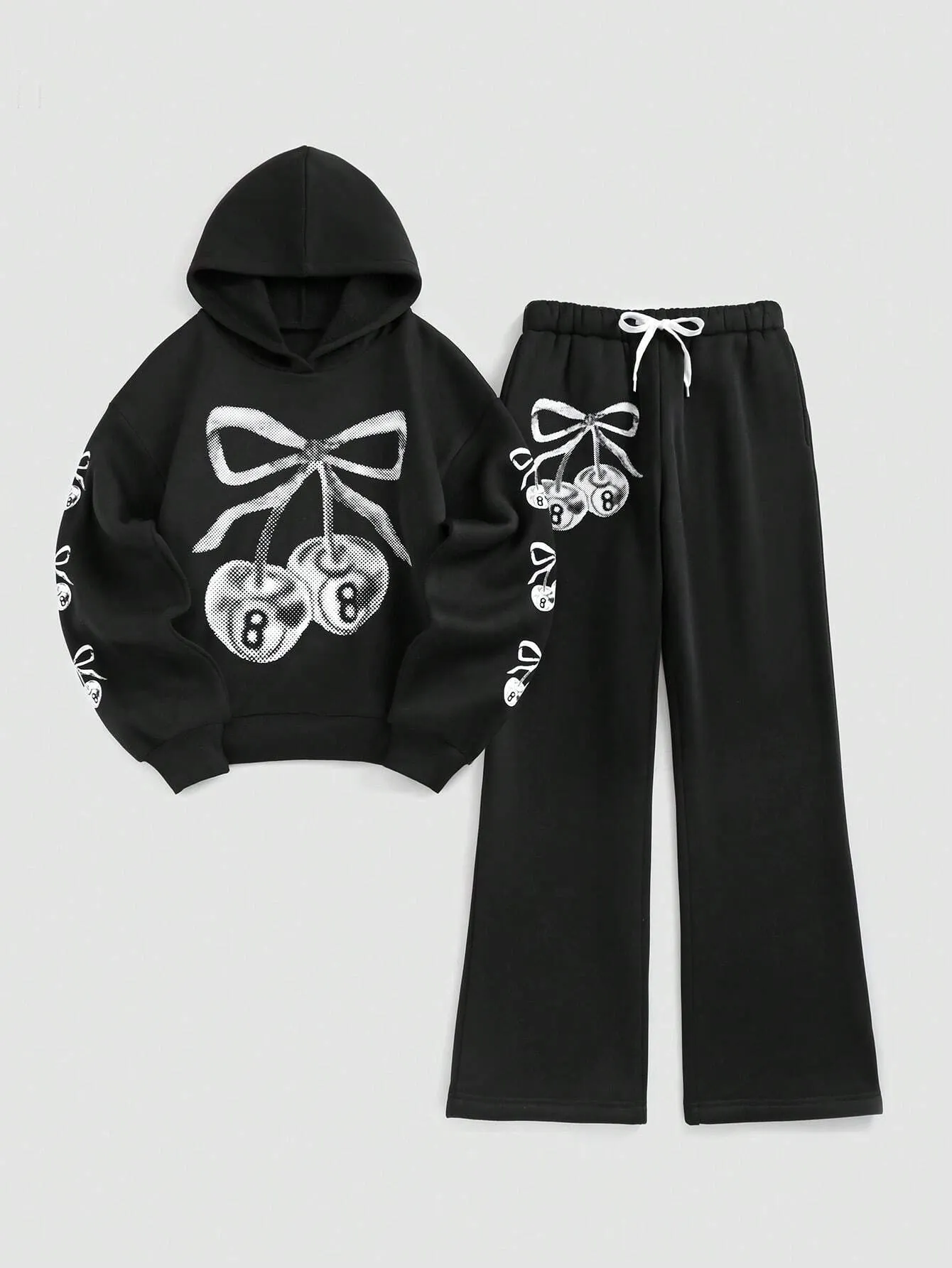 Women's Autumn Letter Star Printed Long Sleeve Hoodie And Pants 2pcs Casual Outfit