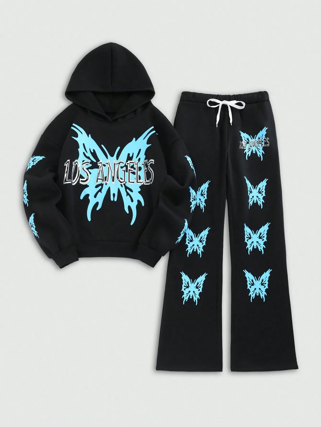 Women's Autumn Letter Star Printed Long Sleeve Hoodie And Pants 2pcs Casual Outfit