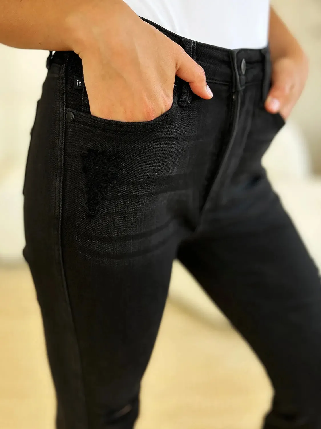 Women's Jeans, Distressed Flare Jeans, with Full Size High Waist by Judy Blue