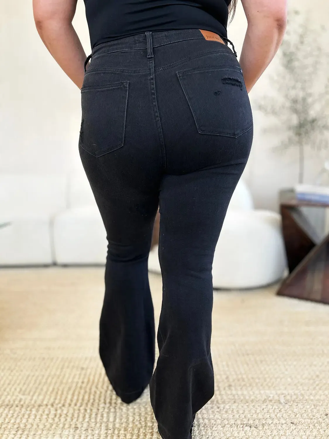 Women's Jeans, Distressed Flare Jeans, with Full Size High Waist by Judy Blue