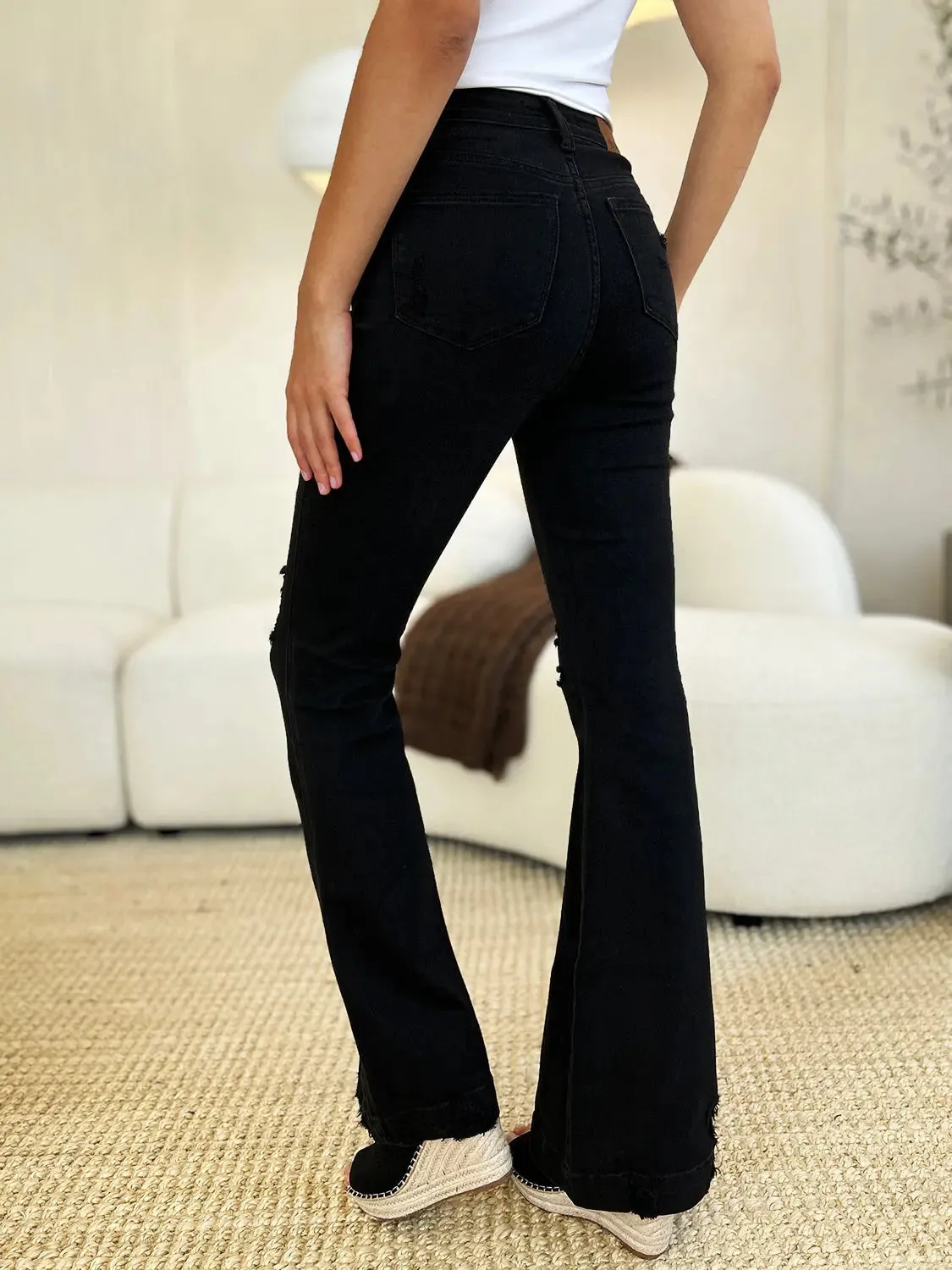 Women's Jeans, Distressed Flare Jeans, with Full Size High Waist by Judy Blue