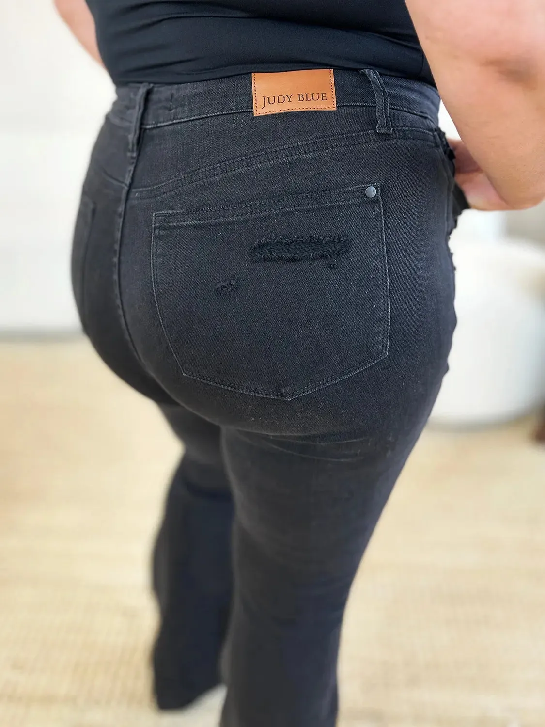 Women's Jeans, Distressed Flare Jeans, with Full Size High Waist by Judy Blue