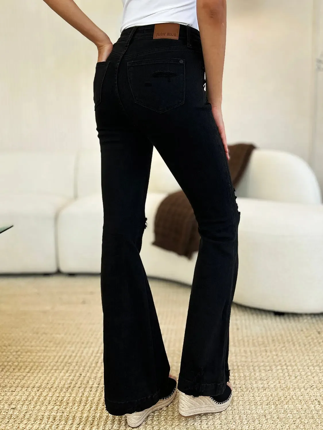 Women's Jeans, Distressed Flare Jeans, with Full Size High Waist by Judy Blue