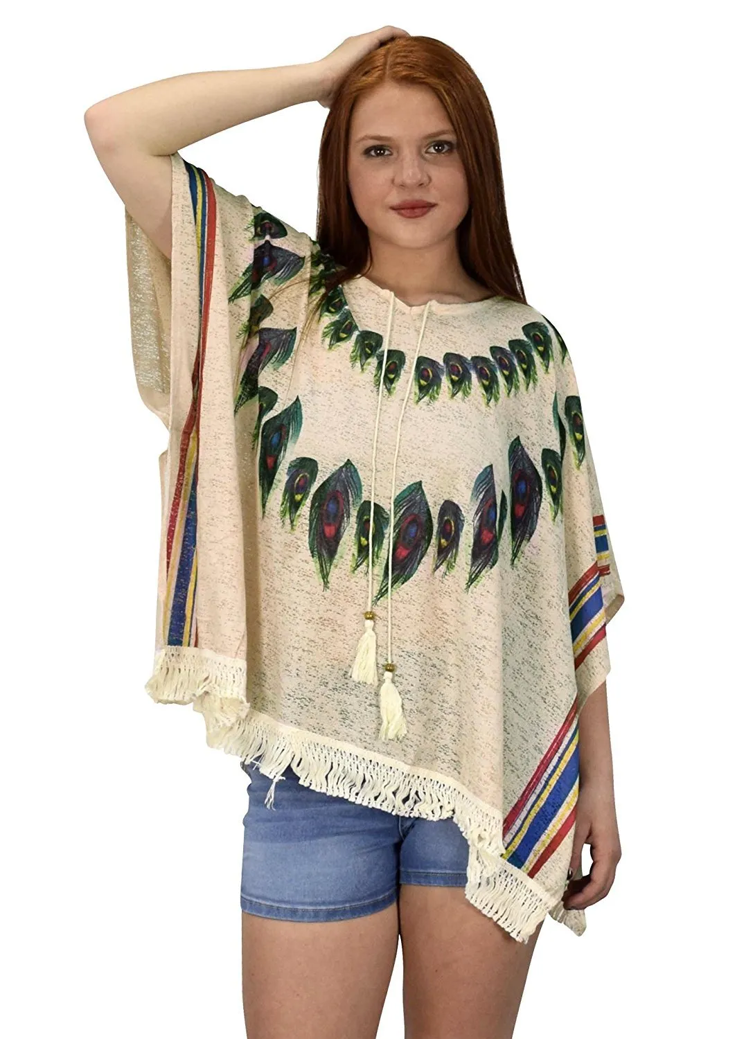 Womens Light Weight Summer Poncho Cardigan Beach Cover up