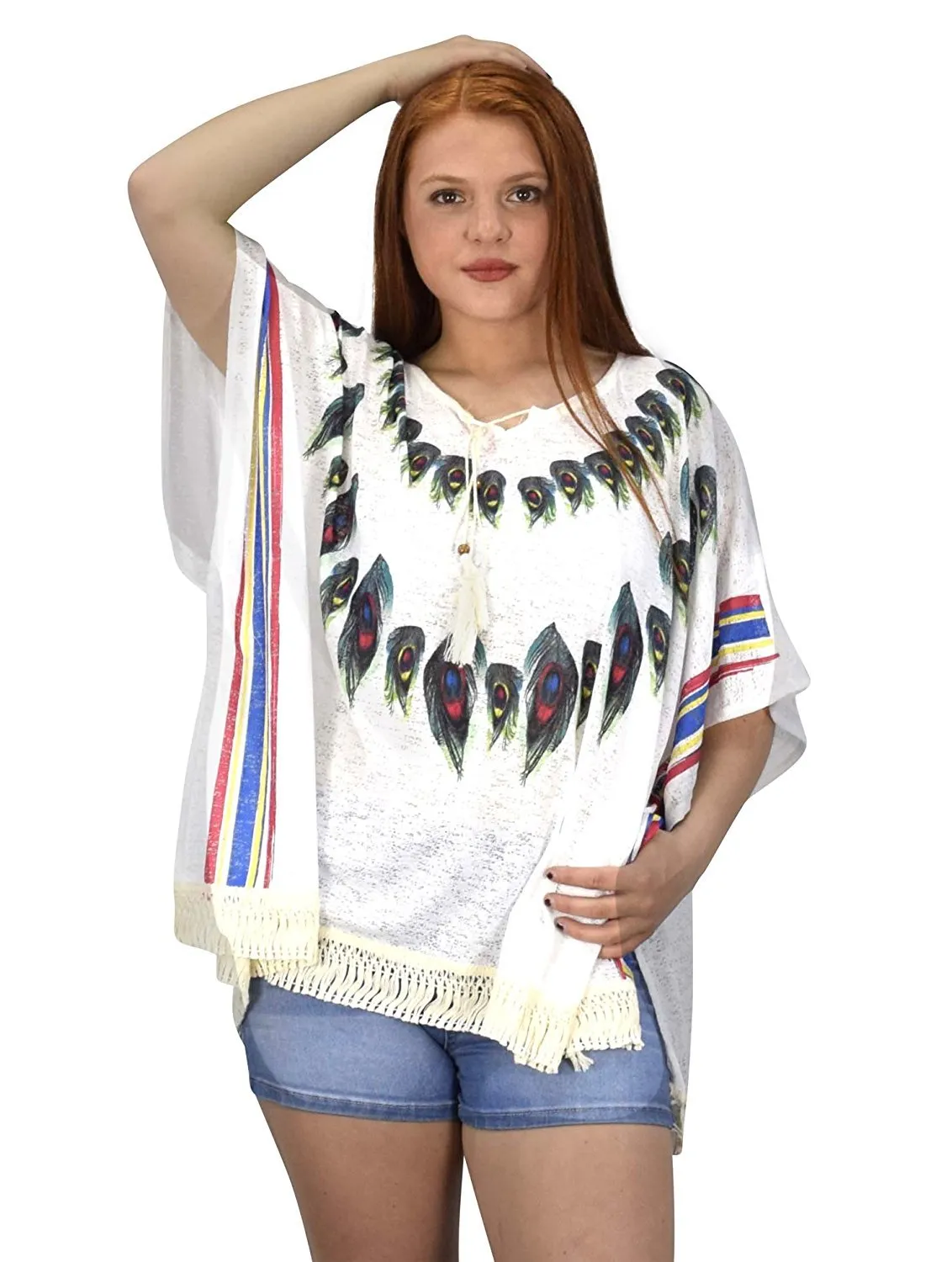 Womens Light Weight Summer Poncho Cardigan Beach Cover up