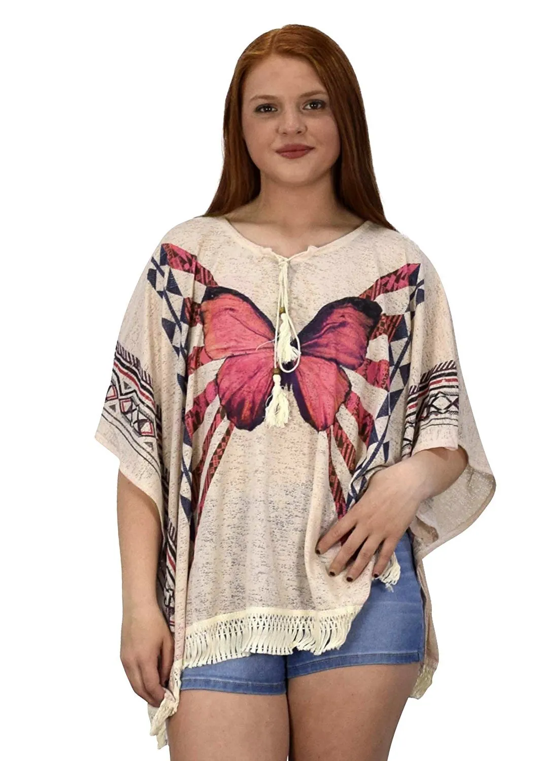 Womens Light Weight Summer Poncho Cardigan Beach Cover up