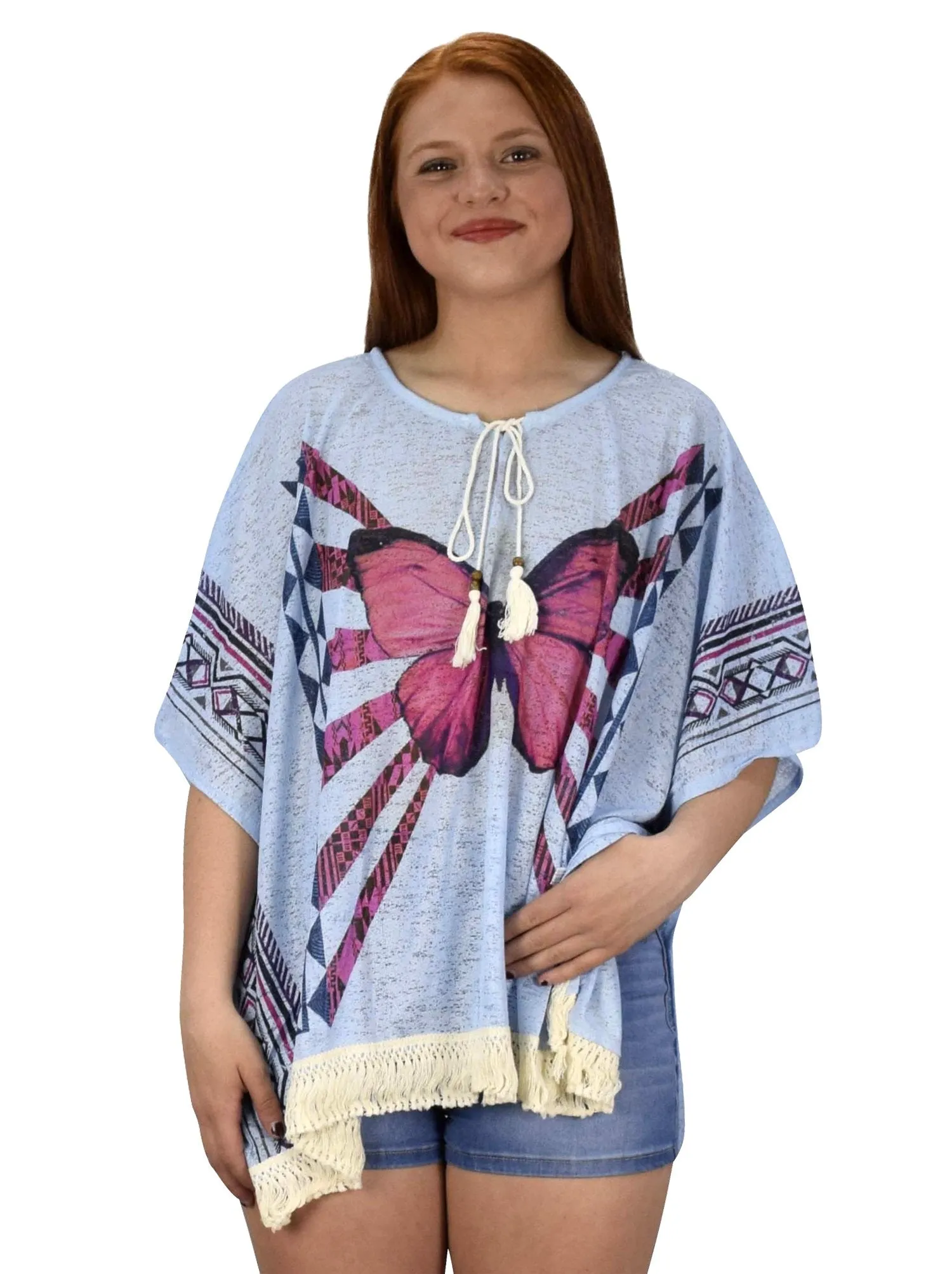 Womens Light Weight Summer Poncho Cardigan Beach Cover up