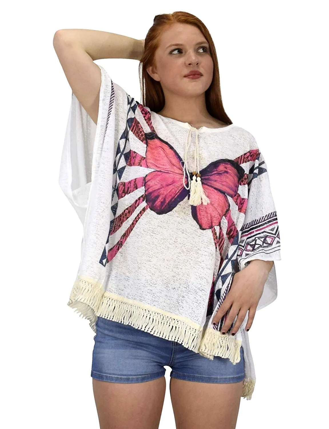 Womens Light Weight Summer Poncho Cardigan Beach Cover up