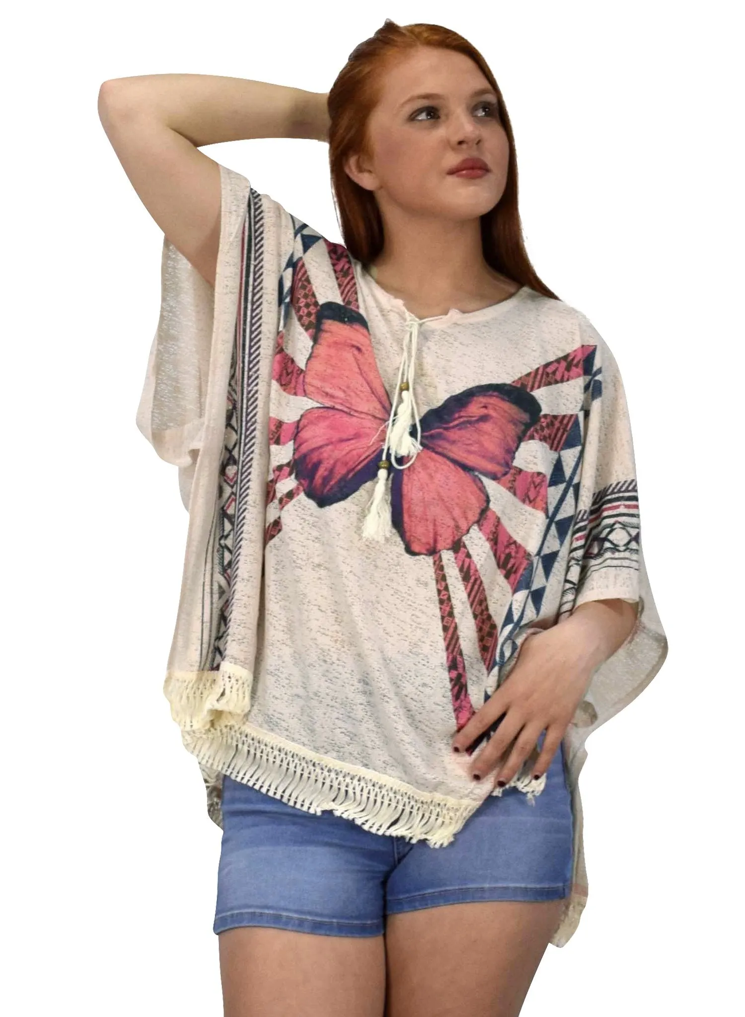Womens Light Weight Summer Poncho Cardigan Beach Cover up