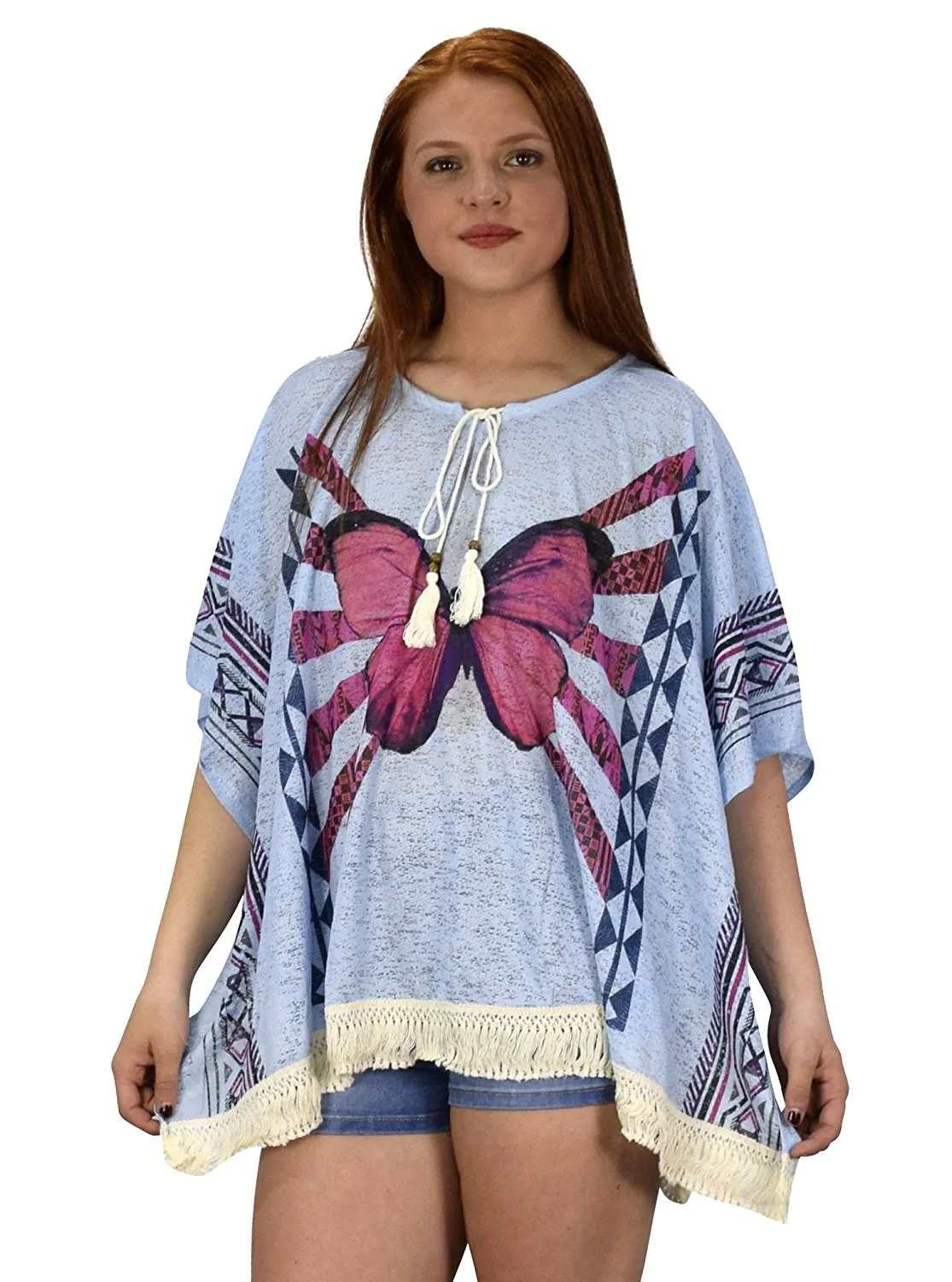 Womens Light Weight Summer Poncho Cardigan Beach Cover up